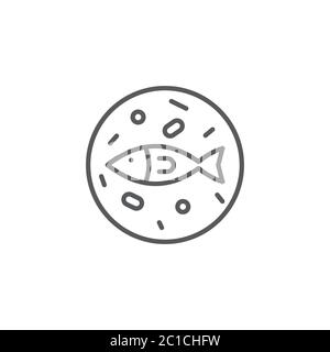 Gebratener Fisch Draufsicht auf Platte Vektor Symbol auf weißem Hintergrund isoliert Stock Vektor