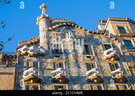 Die Fassade der Casa Batllo in Barcelona Stockfoto