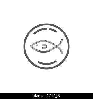 Gebratener Fisch Draufsicht auf Platte Vektor Symbol auf weißem Hintergrund isoliert Stock Vektor