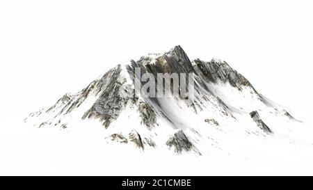 Schneebedeckte Berge - Berggipfel - auf weißem Hintergrund getrennt Stockfoto