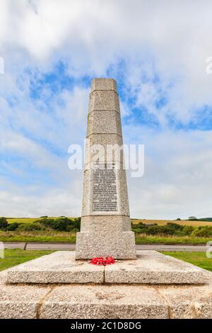 Das Denkmal der amerikanischen Armee zum Zweiten Weltkrieg am Strand von Slapton Sands, Devon, England Stockfoto