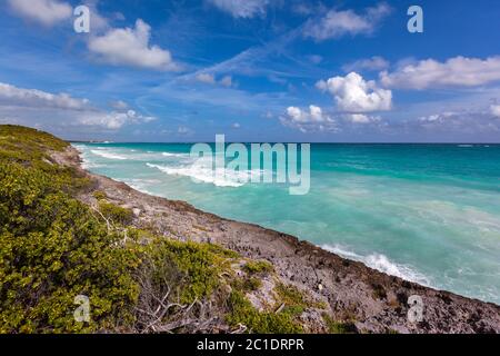 Karibisches Meer, Rivera Maya felsige Küste Stockfoto