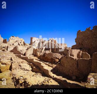 Ruinen des Amun Orakeltempels, Siwa Oase, Ägypten Stockfoto