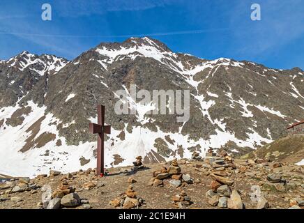 Auf das Timmelsjoch zwischen Österreich und Italien Stockfoto