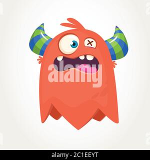 Niedliche Cartoon Monster. Überrascht fliegende Monster Emotion. Halloween Vektor Illustration Stock Vektor