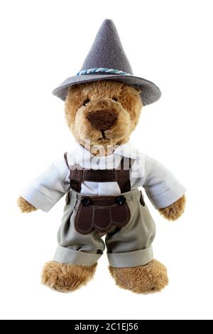 bayerischer Teddybär isoliert auf Weiß Stockfoto