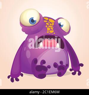 Niedliche Cartoon Monster. Halloween Vektor Illustration von violett überrascht Monster Alien Stock Vektor
