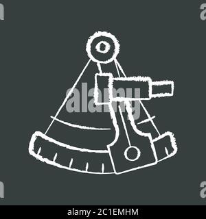 Sextant Kreide weißes Symbol auf schwarzem Hintergrund Stock Vektor