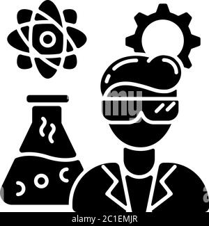 Chemieingenieur schwarzes Glyphensymbol Stock Vektor