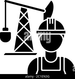 Petroleum Engineer schwarzes Glyphsymbol Stock Vektor