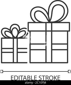Geschenkladen Pixel perfekte lineare Symbol Stock Vektor