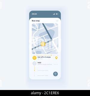 Bus Route Tracking App Smartphone-Schnittstelle Vektor-Vorlage Stock Vektor