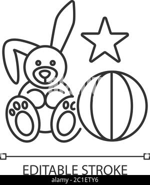 Spielzeug speichern Pixel perfekte lineare Symbol Stock Vektor