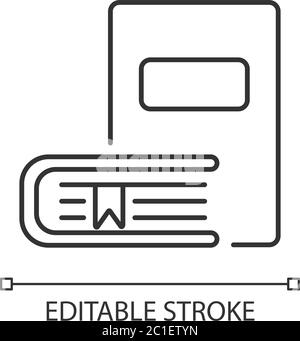 Buchhandlung Pixel perfekte lineare Symbol Stock Vektor