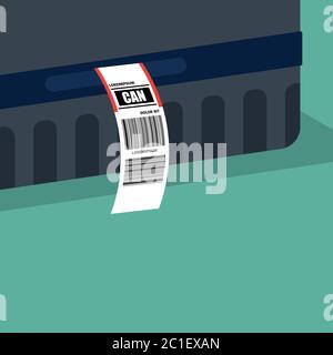 Gepäckanhänger Etikett auf Koffer mit guangzhou china Ländercode und Barcode. vektor-Illustration Stock Vektor