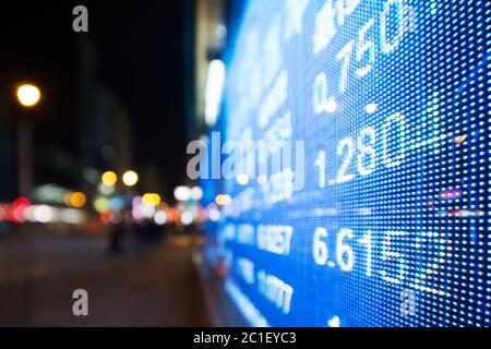 Anzeige von Börsennotierungen neben der Straße Stockfoto