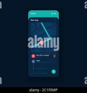 Öffentliche Verkehrsmittel Tracking App Smartphone-Schnittstelle Vektor-Vorlage Stock Vektor