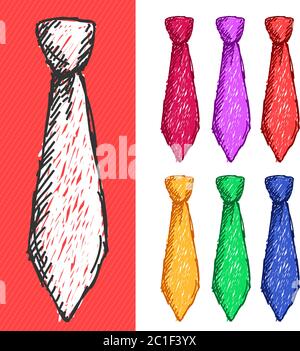 Handgezeichnete Krawatte, Vector Set Stock Vektor