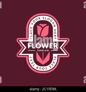Blumenemblem. Vektor-Vorlage für florales Logo mit Tulpe. Stock Vektor