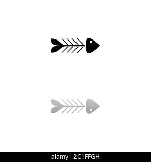 Fischgräte. Schwarzes Symbol auf weißem Hintergrund. Einfache Illustration. Symbol Für Flachen Vektor. Spiegelungsschatten. Kann in Logo, Web, Mobile und UI U verwendet werden Stock Vektor