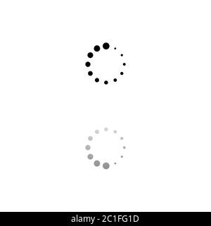 Wird Geladen. Schwarzes Symbol auf weißem Hintergrund. Einfache Abbildung. Symbol "Flacher Vektor". Spiegelreflexionsschatten. Kann in Logo, Web, Mobile und UI UX verwendet werden Stock Vektor