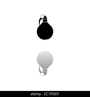 Handgranate. Schwarzes Symbol auf weißem Hintergrund. Einfache Illustration. Symbol Für Flachen Vektor. Spiegelungsschatten. Kann in Logo, Web, Mobile und verwendet werden Stock Vektor