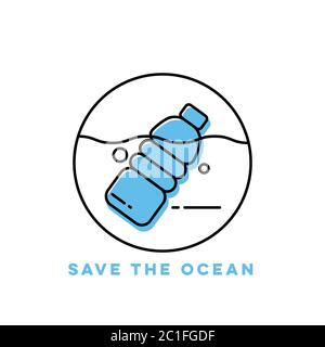 Plastikmüll im Ozean Konzept. Meeresverschmutzung Stock Vektor