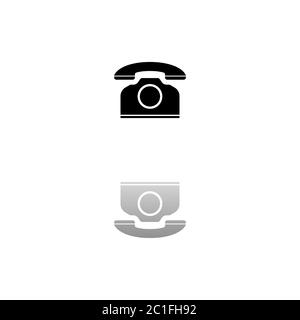 Telefon. Schwarzes Symbol auf weißem Hintergrund. Einfache Illustration. Flacher Vektor. Spiegelreflexionsschatten. Kann in Logo, Web, Mobile und UI UX p verwendet werden Stock Vektor