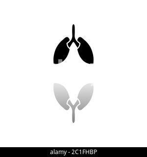 Lungen. Schwarzes Symbol auf weißem Hintergrund. Einfache Illustration. Symbol Für Flachen Vektor. Spiegelungsschatten. Kann in Logo, Web, Mobile und UI UX verwendet werden Stock Vektor