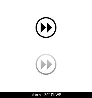 Rückspulen. Schwarzes Symbol auf weißem Hintergrund. Einfache Illustration. Symbol Für Flachen Vektor. Spiegelungsschatten. Kann in Logo, Web, Mobile und UI verwendet werden Stock Vektor