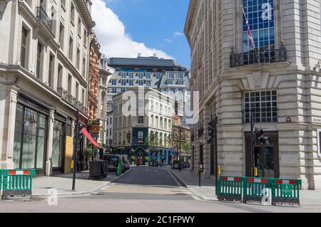 Regent Street Blick auf Glasshouse Street an einem sonnigen Tag. London Stockfoto