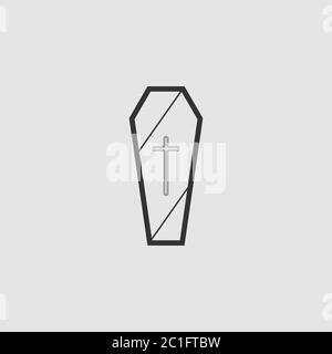 Sarg Ikone flach. Schwarzes Piktogramm auf grauem Hintergrund. Vektorgrafik Symbol Stock Vektor