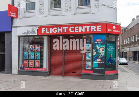 Flight Center Reisebüro-Geschäft in der Oxford Street. London Stockfoto