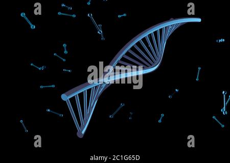 Digitale Illustration DNA Struktur Rendern mit 3D Stockfoto