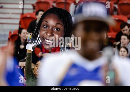 Volleyball Frau Ryerson Rams - Fans, Unterstützer, Schild Stockfoto