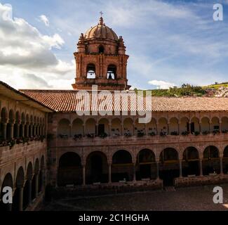 Blick auf die Coricancha, berühmten Tempel in der Inca Empire, Cuzco, Peru Stockfoto