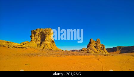 Abstrakte Felsformation an Tamezguida, Tassili nAjjer Nationalpark, Algerien Stockfoto