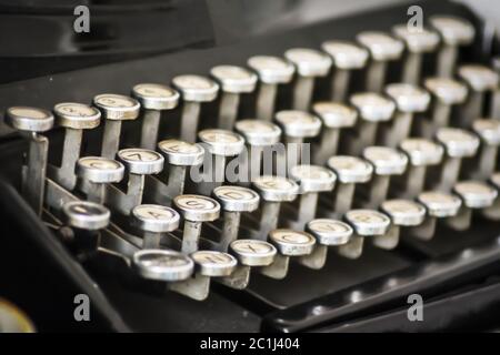 Antike Schreibmaschine Schlüssel hautnah Stockfoto
