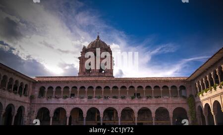 Blick auf die Coricancha, berühmten Tempel in der Inca Empire, Cuzco, Peru Stockfoto