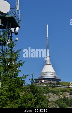 Blick auf Jested (Jeschken) bei Liberec Stockfoto