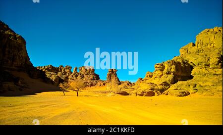 Abstrakte Felsformation an Tamezguida, Tassili nAjjer Nationalpark, Algerien Stockfoto