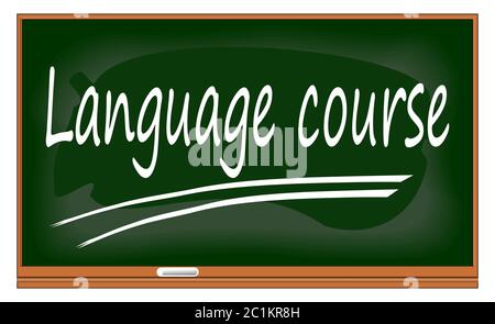 Tafel mit Sprachkurs - 3D-Illustration Stockfoto