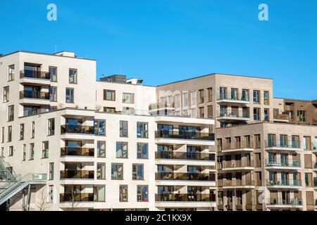 Moderne Wohnhäuser in der Hafencity in Hamburg Stockfoto