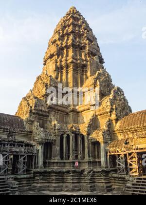 Einer der Ecktürme von Angkor Wat - Siem Reap, Kambodscha Stockfoto