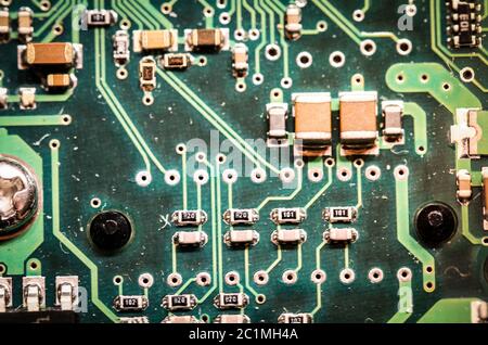 Diese sind detaillierte Ansichten der elektronischen Komponenten Stockfoto