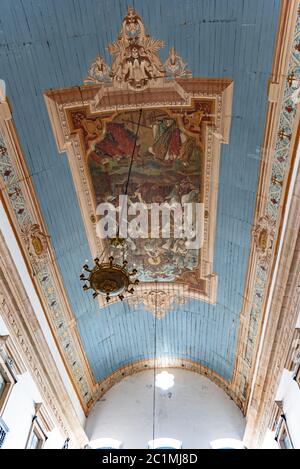 Fresko in der berühmten Kirche unseres Herrn von Bonfm in Salvador, Bahia gemalt Stockfoto