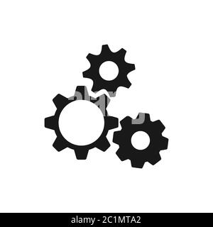 Einfaches Symbol aus einer Reihe von Arbeitszahnradmaschinen. Abbildung eines Getriebes, das in Harmonie für einen Arbeitsprozess arbeitet. Stock Vektor