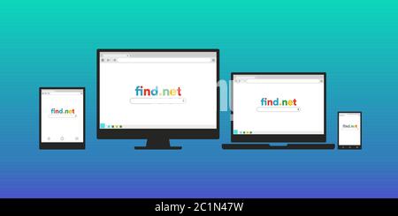 Vektordarstellung von verschiedenen Computergeräten, Laptops, Tablets und Smartphones. Geeignet für die Elementgestaltung von Multimedia-Displays. Stock Vektor