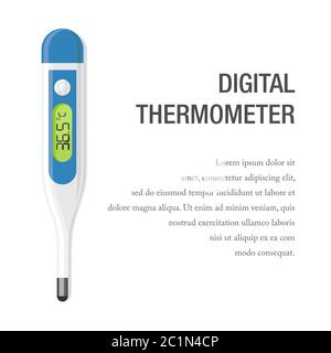 Vektordarstellung eines Digitalthermometers. Geeignet für Designelemente von Gesundheitsgeräten zur Überprüfung der Körpertemperatur eines Patienten während eines Fiebers. Stock Vektor