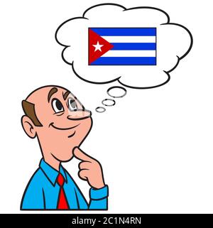 Denken über EINE Reise nach Puerto Rico - eine Illustration einer Person Denken über eine Reise nach Puerto Rico. Stock Vektor